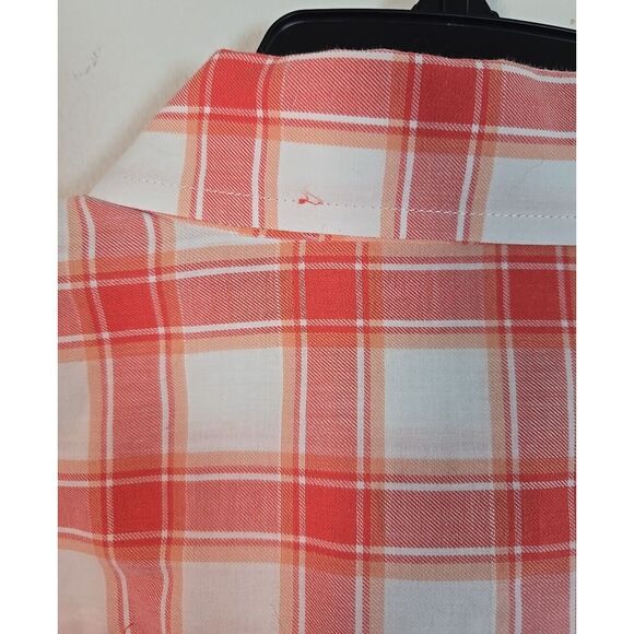 Orvis Shirt Mens L Long Sleeve Button Down Plaid Red/Orange/White Classic Cotton - Picture 8 of 13